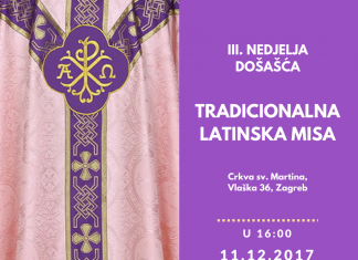 Tradicionalna Misa na treću nedjelju Došašća u 16 sati